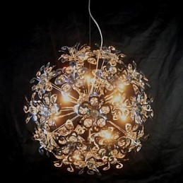 Suspension moderne contemporaine en cristal chromé
