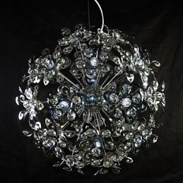 Suspension moderne contemporaine en cristal chromé