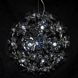 Suspension moderne contemporaine en cristal chromé
