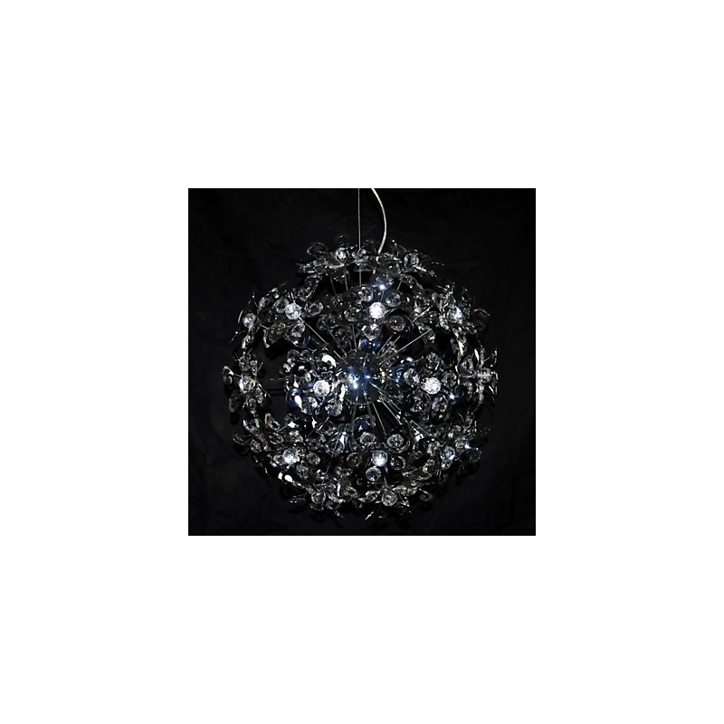 Suspension moderne contemporaine en cristal chromé