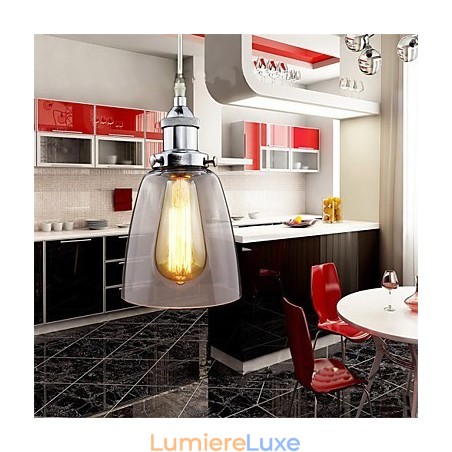 Suspension Edison en verre chromé moderne, style industriel vintage et rétro, luminaire pour café ou porche Suspension Edison en verre chromé moderne, style industriel vintage et rétro, luminaire pour café ou porche