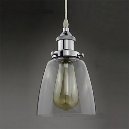 Suspension Edison en verre chromé moderne, style industriel vintage et rétro, luminaire pour café ou porche