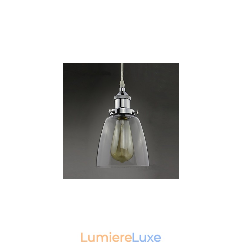 Suspension Edison en verre chromé moderne, style industriel vintage et rétro, luminaire pour café ou porche