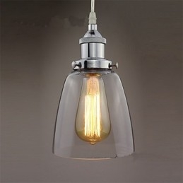 Suspension Edison en verre chromé moderne, style industriel vintage et rétro, luminaire pour café ou porche