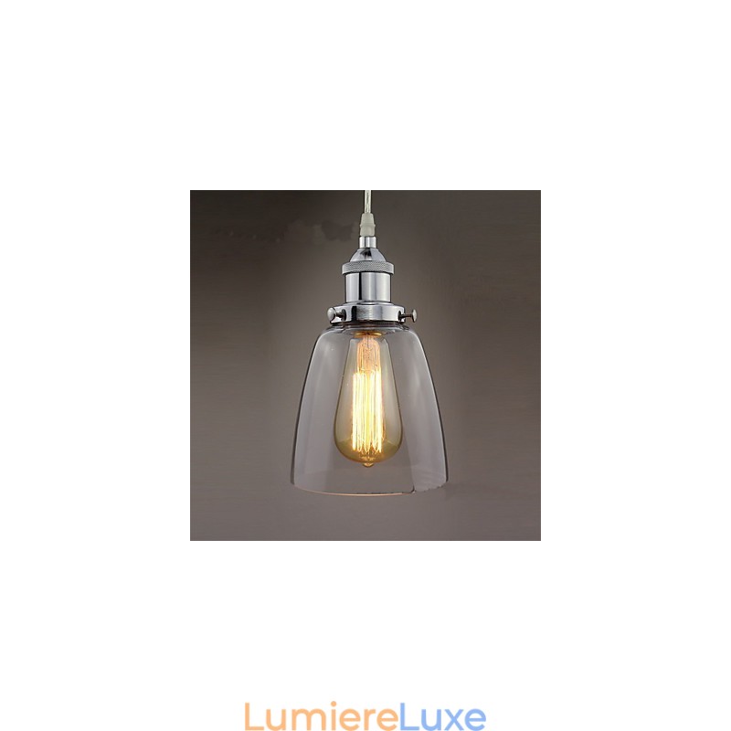 Suspension Edison en verre chromé moderne, style industriel vintage et rétro, luminaire pour café ou porche