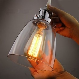 Suspension Edison en verre chromé moderne, style industriel vintage et rétro, luminaire pour café ou porche