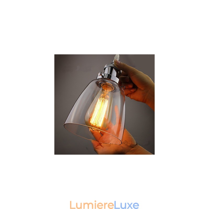Suspension Edison en verre chromé moderne, style industriel vintage et rétro, luminaire pour café ou porche