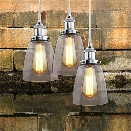 Suspension Edison en verre chromé moderne, style industriel vintage et rétro, luminaire pour café ou porche