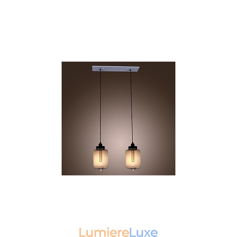 Suspension moderne en verre à 2 lumières, design bouteille transparente