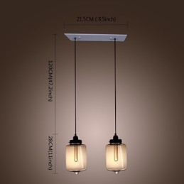 Suspension moderne en verre à 2 lumières, design bouteille transparente