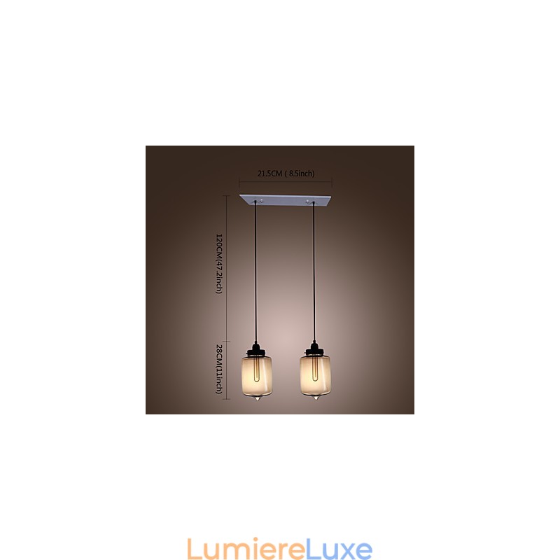 Suspension moderne en verre à 2 lumières, design bouteille transparente
