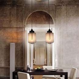 Suspension moderne en verre à 2 lumières, design bouteille transparente