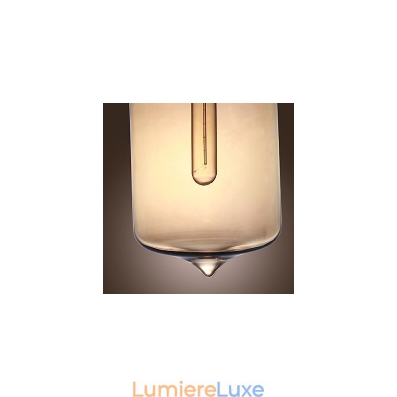 Suspension moderne en verre à 2 lumières, design bouteille transparente