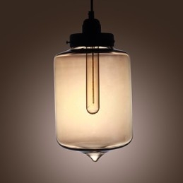 Suspension moderne en verre à 2 lumières, design bouteille transparente