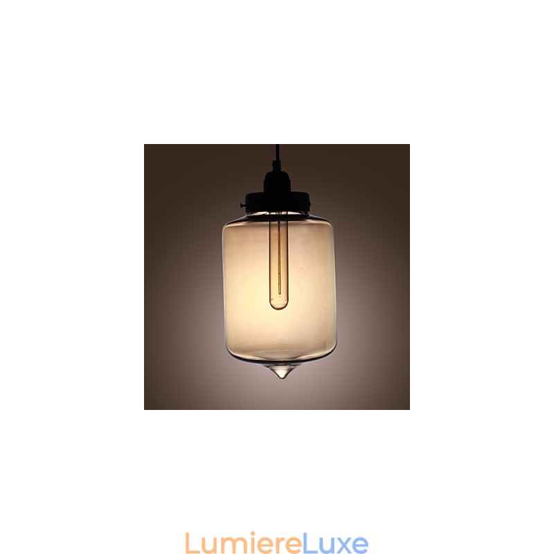 Suspension moderne en verre à 2 lumières, design bouteille transparente