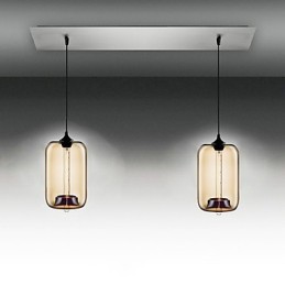 Suspension moderne en verre transparent à 2 lumières, design bulle