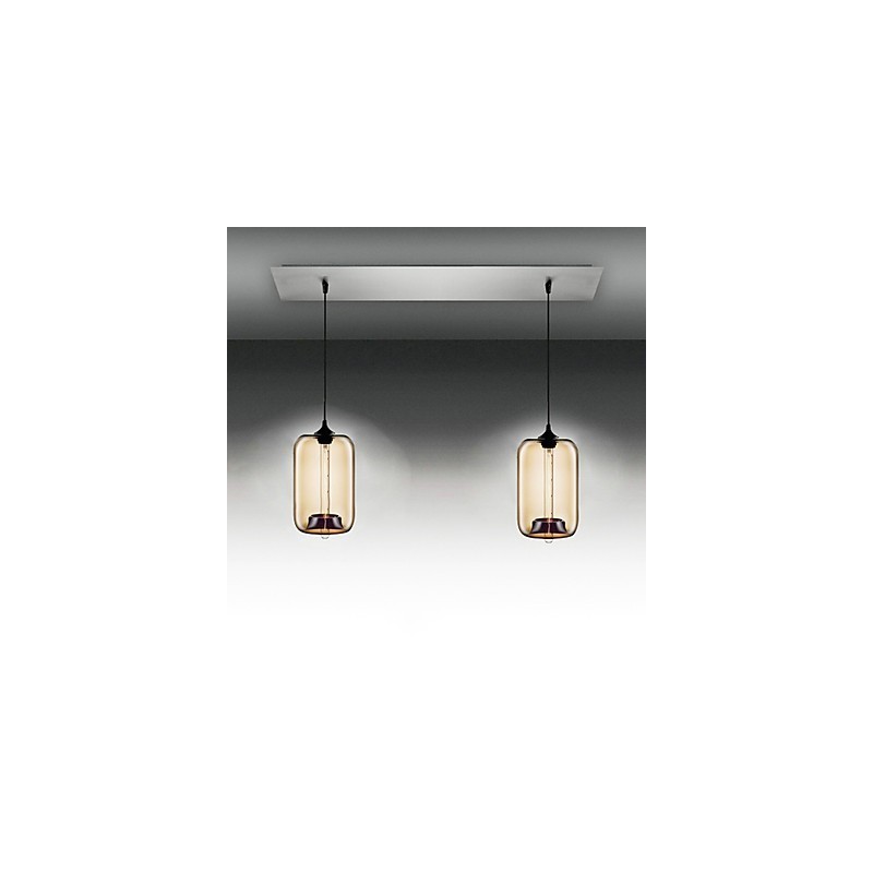Suspension moderne en verre transparent à 2 lumières, design bulle