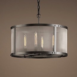 Suspension à 4 lumières avec abat-jour transparent