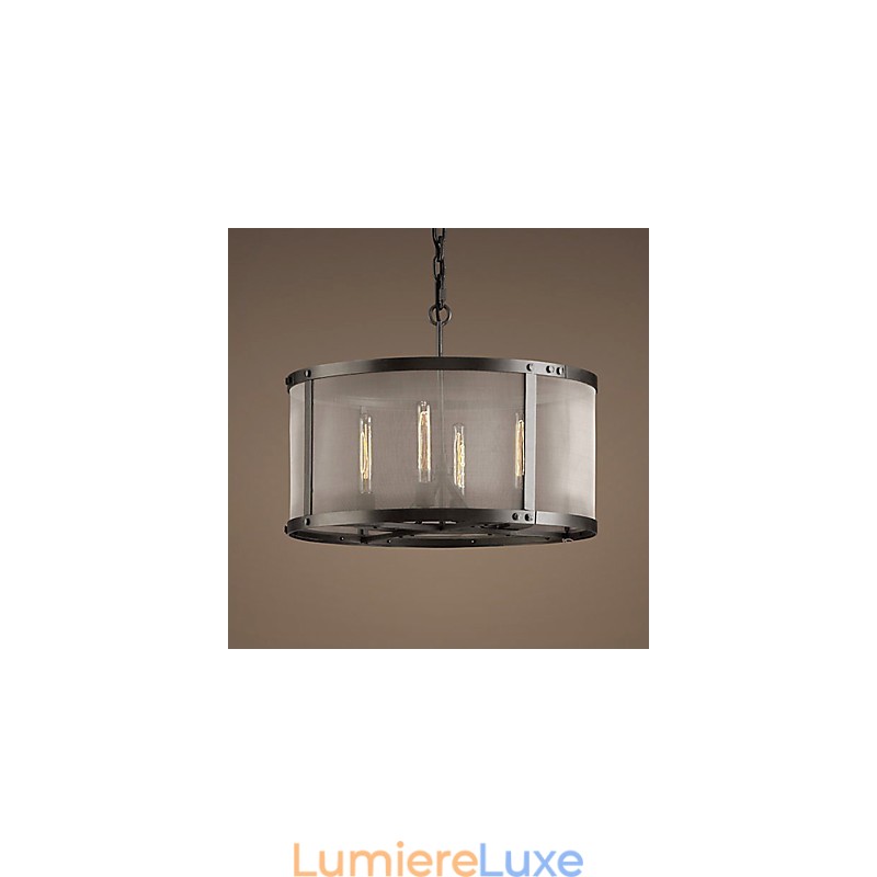 Suspension à 4 lumières avec abat-jour transparent