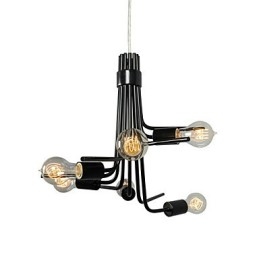 Suspension moderne à 6 lumières de style nord-américain, noire