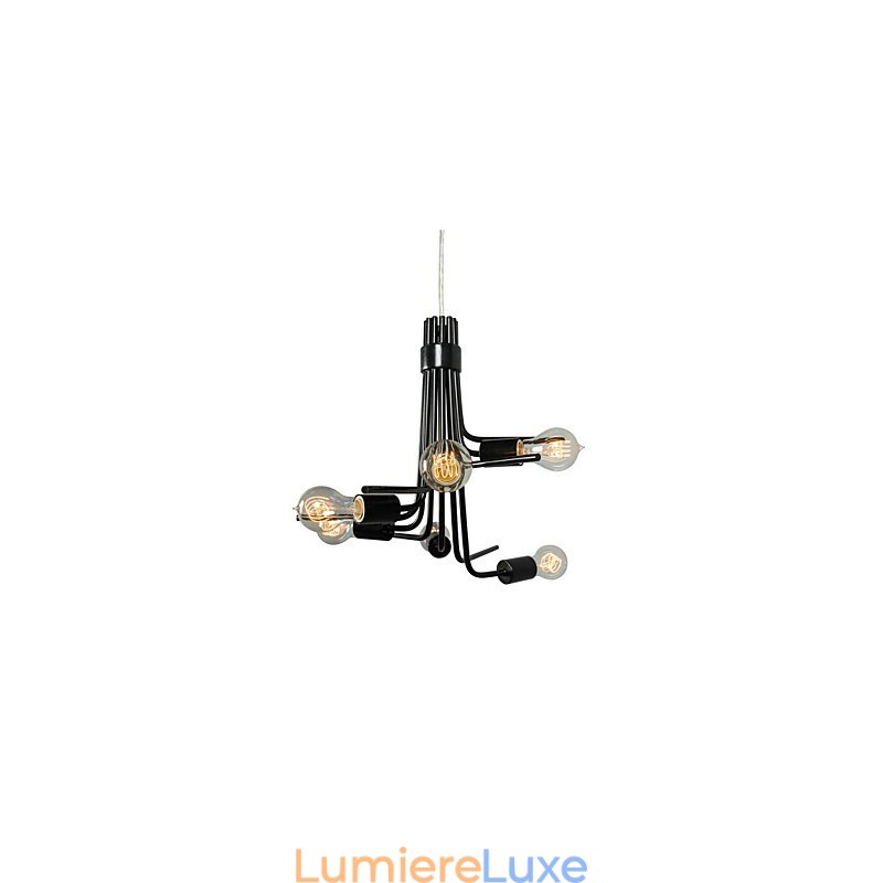 Suspension moderne à 6 lumières de style nord-américain, noire
