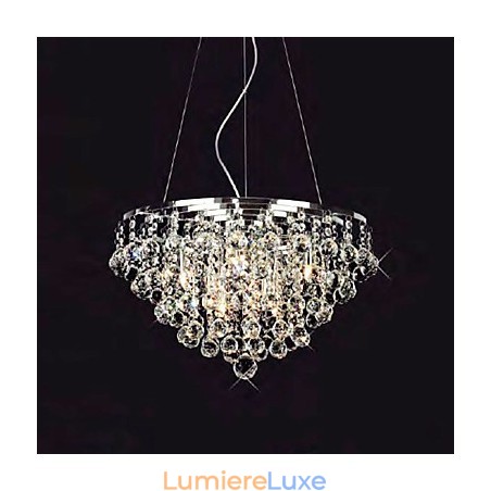 Suspension en cristal à 8 lumières de forme ronde Suspension en cristal à 8 lumières de forme ronde