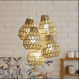 Lustre Cage Rope Creative RETRO Art à 5 têtes