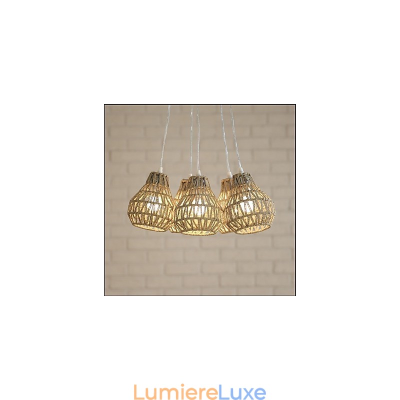 Lustre Cage Rope Creative RETRO Art à 5 têtes