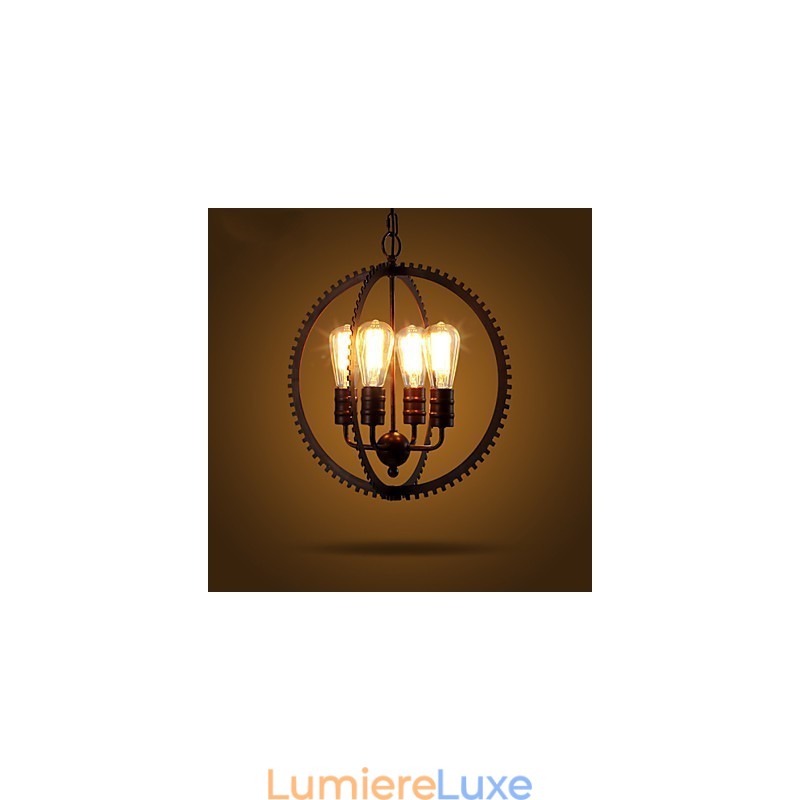 Lampes suspendues rétro créatives Lustre en fer forgé de style country américain