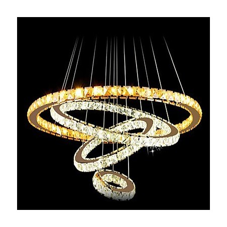 Lustre suspendu en cristal K9 transparent, 4 anneaux ronds, grand anneau (blanc chaud), autre (blanc froid) Lustre suspendu en cristal K9 transparent, 4 anneaux ronds, grand anneau (blanc chaud), autre (blanc froid)