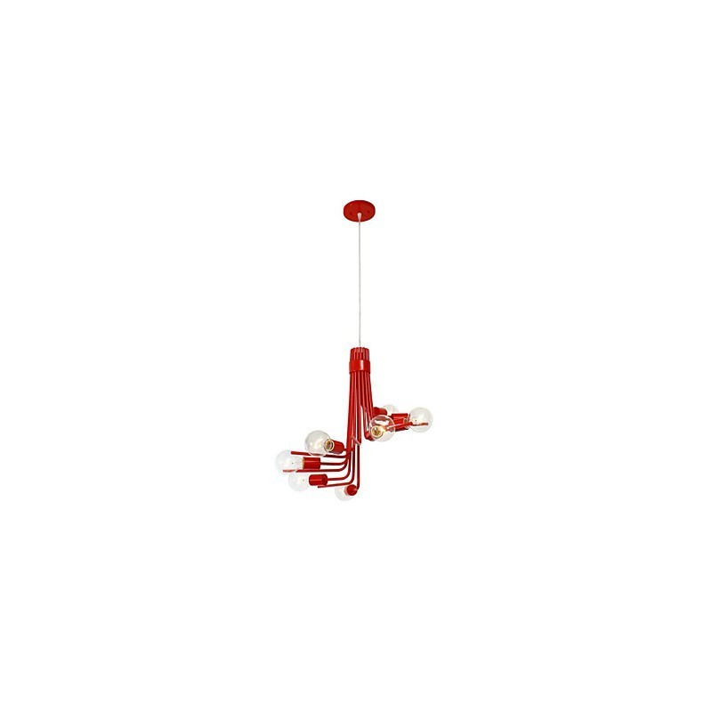 Suspension moderne à 8 lumières de style nord-américain, rouge
