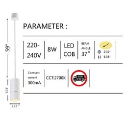 Mini suspension GE 05032 8 W 136 mm 1 ampoule Blanc poudré avec aluminium
