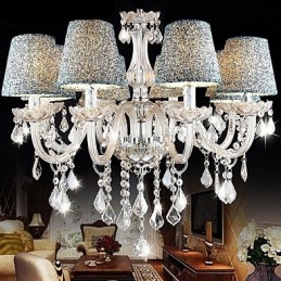 Lustre en cristal transparent K9 avec abat-jour inclus
