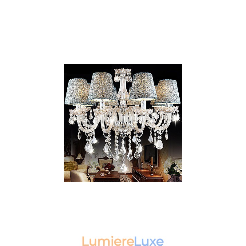 Lustre en cristal transparent K9 avec abat-jour inclus