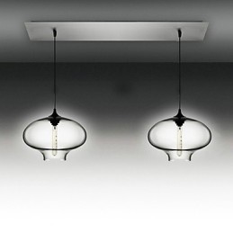 Suspension moderne à 2 lampes en verre au design bulle noir