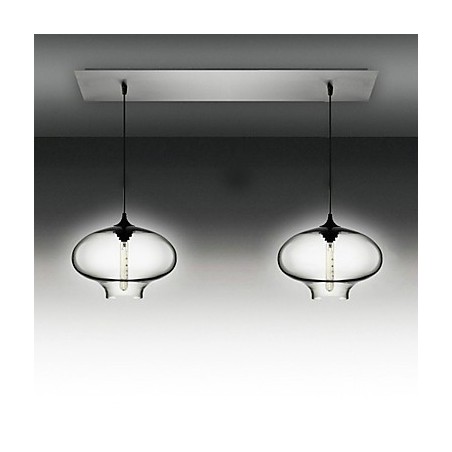 Suspension moderne à 2 lampes en verre au design bulle noir Suspension moderne à 2 lampes en verre au design bulle noir