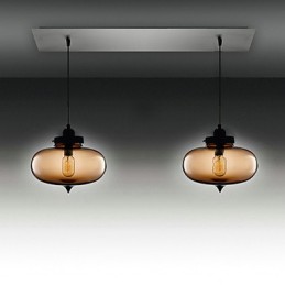 Suspension moderne en verre transparent à 2 lumières, design bulle