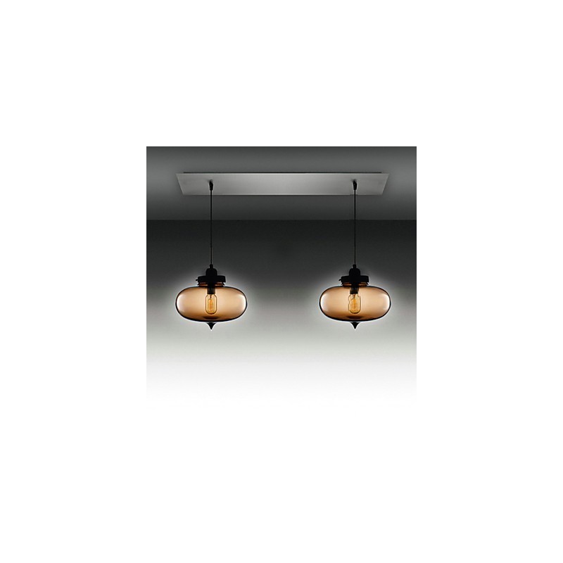 Suspension moderne en verre transparent à 2 lumières, design bulle