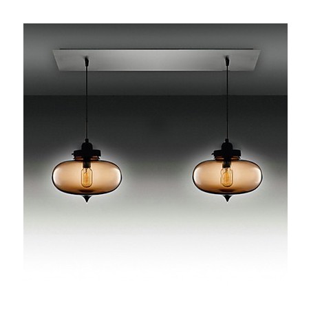 Suspension moderne en verre transparent à 2 lumières, design bulle Suspension moderne en verre transparent à 2 lumières, design bulle