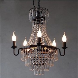 Lampe bougie en cristal de style country américain rétro