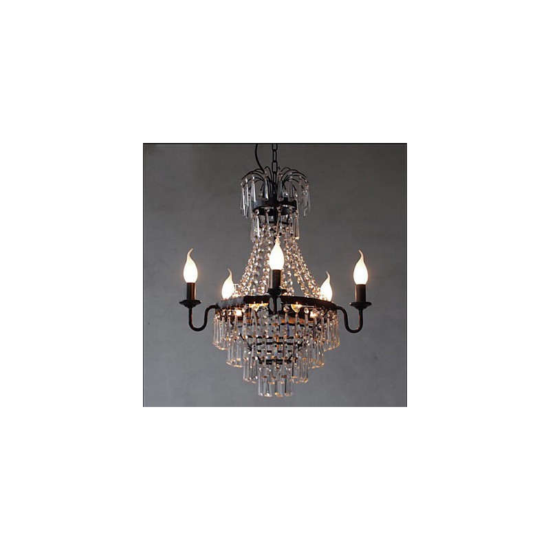 Lampe bougie en cristal de style country américain rétro