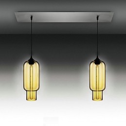 Suspension moderne en verre transparent à 2 lumières, design à bulles, finition galvanoplastie