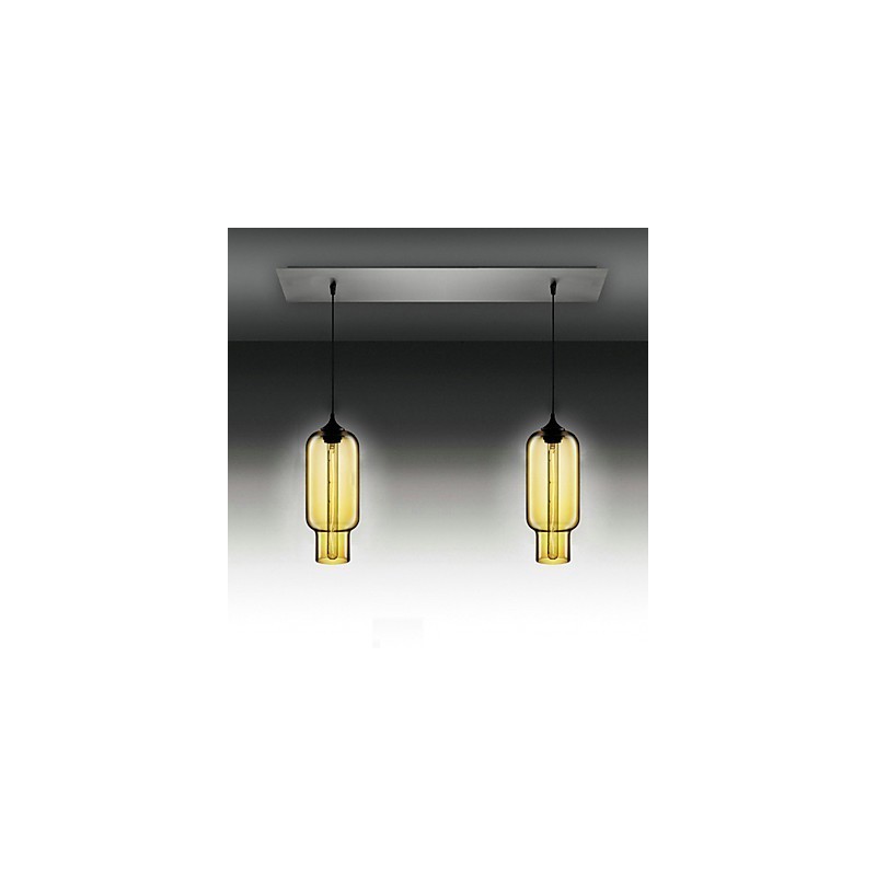 Suspension moderne en verre transparent à 2 lumières, design à bulles, finition galvanoplastie