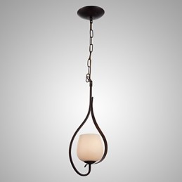 Suspension en fer avec abat-jour en verre, lampe d'éclairage classique à 1 tête