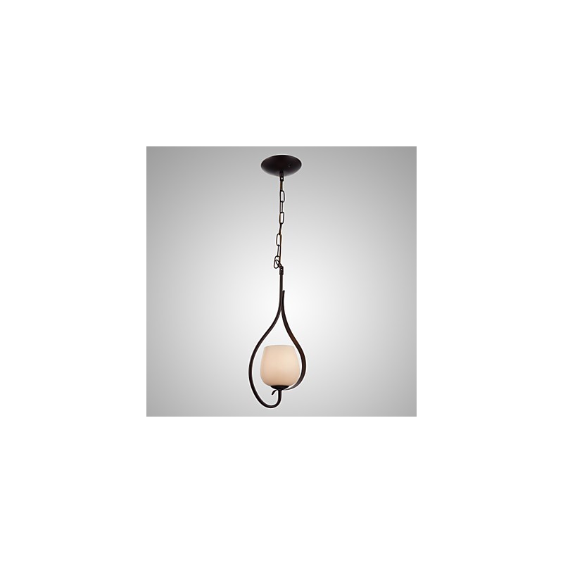 Suspension en fer avec abat-jour en verre, lampe d'éclairage classique à 1 tête