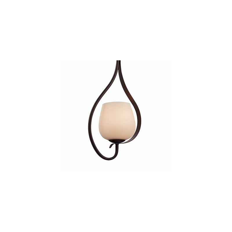 Suspension en fer avec abat-jour en verre, lampe d'éclairage classique à 1 tête