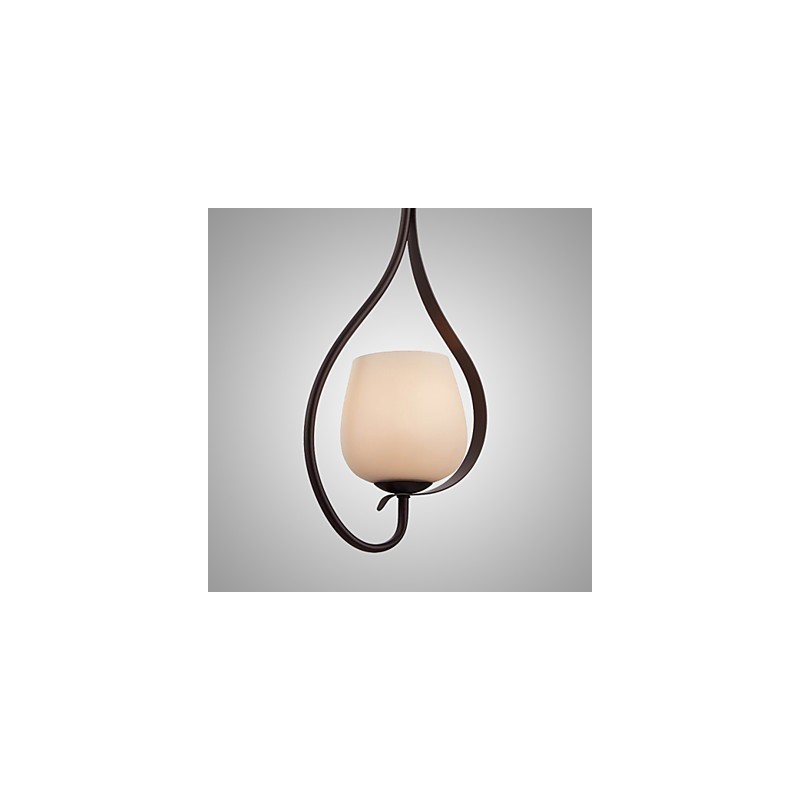 Suspension en fer avec abat-jour en verre, lampe d'éclairage classique à 1 tête