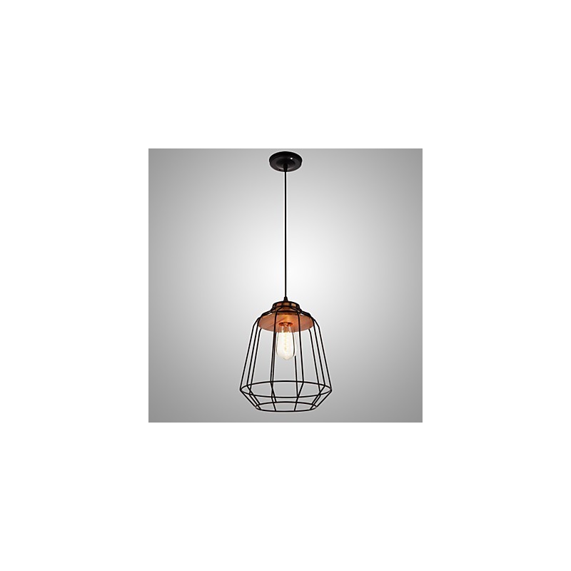 Suspension en fer avec cage en bois