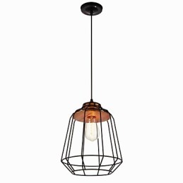 Suspension en fer avec cage en bois