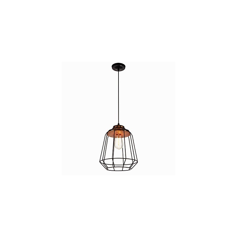 Suspension en fer avec cage en bois